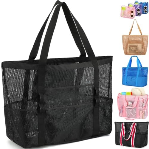 Fammart Large Mesh Beach Bag for Women, Oversized Beach tote Swim Pool Bag