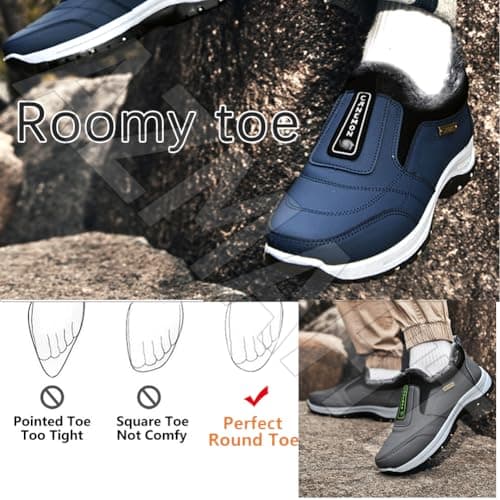 AZMAHT Slip-on Hiking Shoe Winter Thermal Fleece Lined Lightweight Slip on Trainers Air Cushion Comfortable Shoes Walking Trainers Flexible Soft Sole Sneakers,Grey,47/285mm — view 3