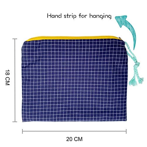 FIYUK Makeup Bag Portable Pouch Purse Bag Travel Cosmetic Storage Organizer Lightweight for Women (Blue) — view 3