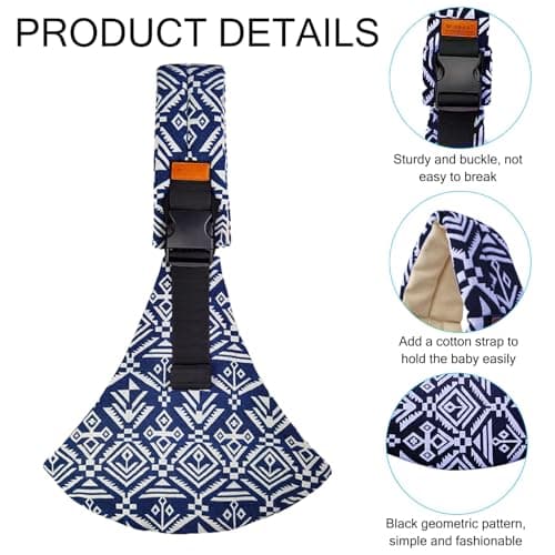 DAVBNM Baby Sling Carrier Toddler Sling, Baby Side Carrier with Thick Shoulder Straps-Adjustable, for Newborn Infant Toddler 3-36 Months, Breathable and Comfortable (Blue, One Size) — view 4