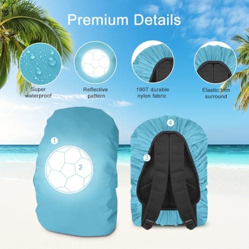 flintronic Waterproof Rain Cover for Backpack, Reflective Rucksack Cover, High Visibility Backpack Cover, Anti-dust, Foldable for Girls, Children, Football Pattern — view 4