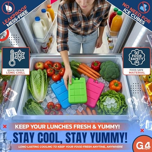 G4GADGET Freezer Blocks 8 Pack (8cm) | Reusable Ice Packs for Cool Bags, Lunch Boxes & Cool Boxes | Long Lasting Cooler Blocks for Travel, Picnic, Camping Accessories | Leakproof & Durable — view 6