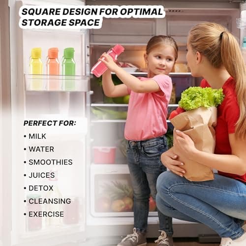 MILTON Sports Water Bottle Square Juice Box 4 Set 10 oz. Great for Juices Milk Smoothies Plastic Wide-Mouth Reusable Leak Proof Drink Bottle/Carton for School Bags Lunch Boxes Gym Flip Lid -BPA Free — view 2