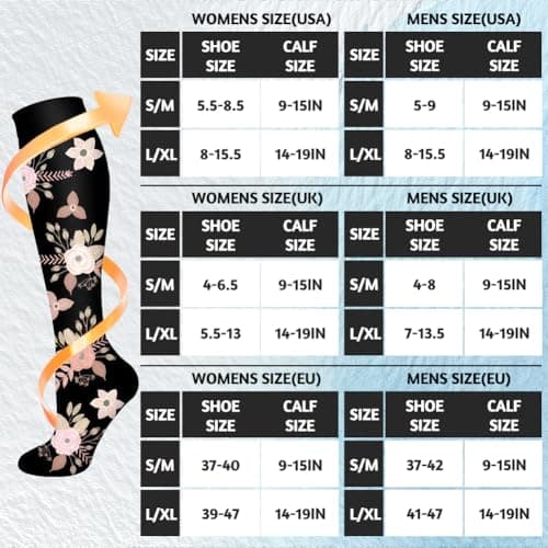 flintronic 6 Pairs Compression Socks for Women & Men, 15-20 mmHg Travel Flight Socks, Enhanced Circulation & Athletic Support, Compression Stockings for Running, Flying, Nursing(9-15in) — view 2
