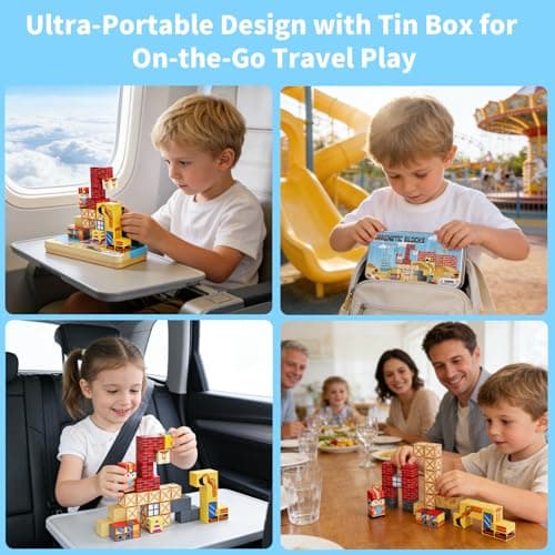 MEESHEEP Magnetic Blocks Travel Set for Kids Toddlers Travel Games Farm — view 3