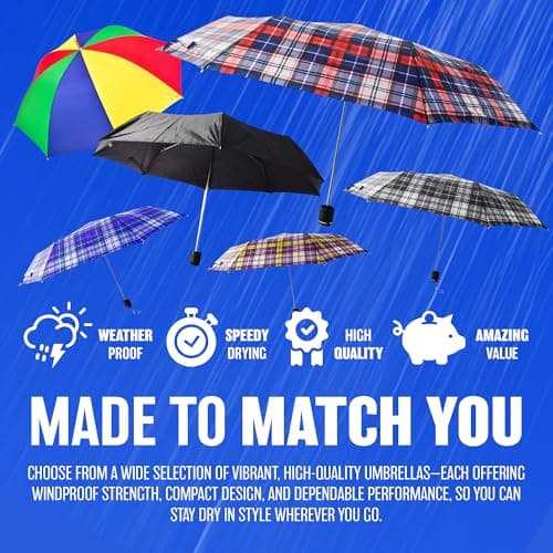 BARGAINGALORE Umbrella Canopy - Wind Proof,Strong Compact Lightweight Winter Rain | Travel Folding Umbrella Strong Oversized Rain Umbrellas | Strong Quality Durable New — view 5