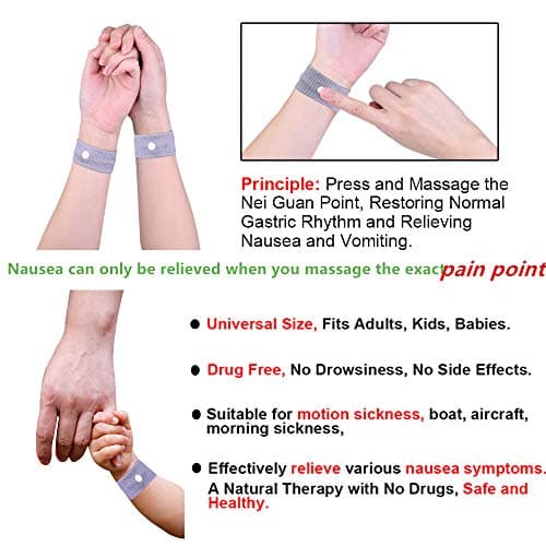 Anti Nausea Travel Sickness Wristbands, 2 Pairs Motion Sickness Bands — view 2