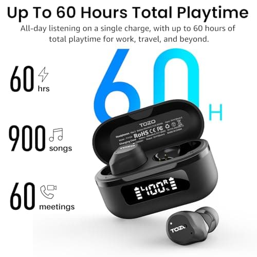 TOZO NC9 Hybrid Active Noise Cancelling Wireless Earbuds, 60H, LED Display — view 4