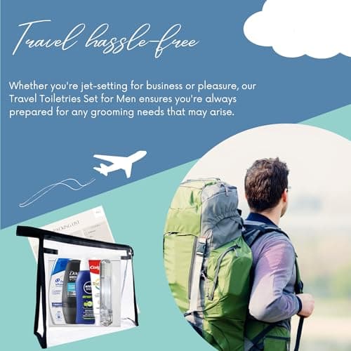 Travel Toiletries Set for Men – Mini Travel Toiletry Kit with TSA Approved Liquids – Airport Friendly Men’s Travel Essentials for Holiday, Business, Overnight Stay — view 4