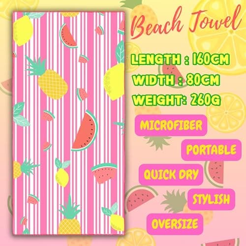 Lubibi Microfibre Beach Towel 80x160cm，Extra Large Beach Towels for Adults — view 2