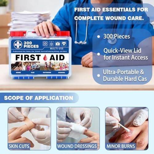 TLIEAO 300 Piece Professional First Aid Kit, Navy Blue — view 4
