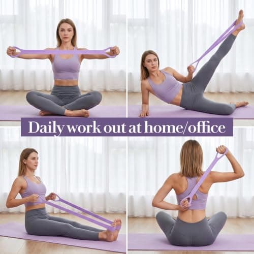 3Pcs Figure 8 Resistance Band with Handles, Silicone Elastic Exercise Band, Arm|Back Training Elastic Ropes, Non-Slip Resistance Bands for Women Arms Shoulder Back Legs Stretching Pilates Yoga — view 3