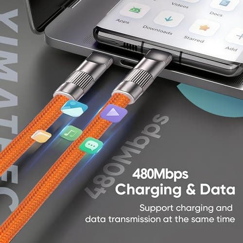 YIMATEECO Cell Phone Lanyard Built-in USB C to USB C Charging Cable, 2 in 1 Phone Wrist Strap Support 65W Fast Charging & Data Transfer, Anti Theft Strap for Travel/Commuting (BFF Matching Set, 2Pcs) — view 5