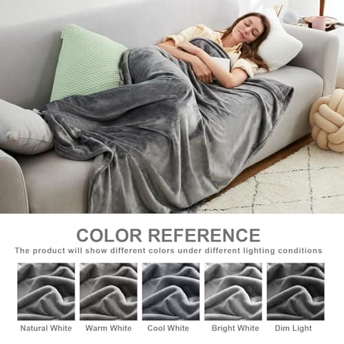 EHEYCIGA Throw XL Fleece Throw Blanket for Sofa 130x178cm, Grey — view 5