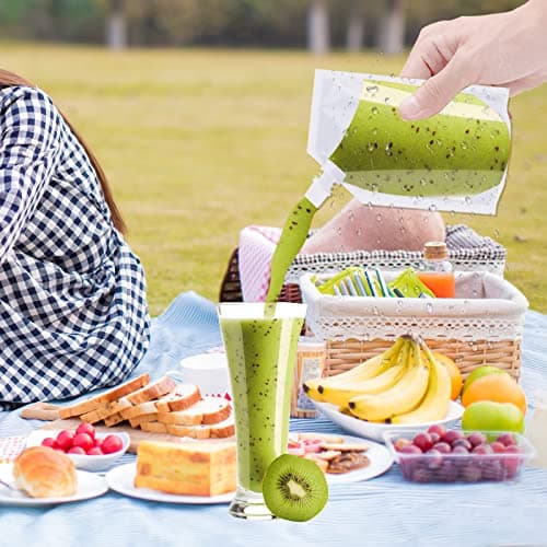 Travel Pouch,10PCS Plastic Reusable Hip Flask with Spout,Drink Pouches for Festivals Hide Alcohol,Juice, Sneak Booze, Liquor, Rum, Water-220ml — view 5