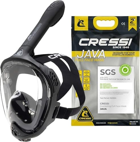 CRESSI since 1946 Java Adult Full Face Mask Compact Fit Black/Black L/XL