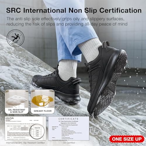 SPIEZ Non Slip Chef Shoes, Lightweight Women Work Trainers, Black UK 4 — view 3