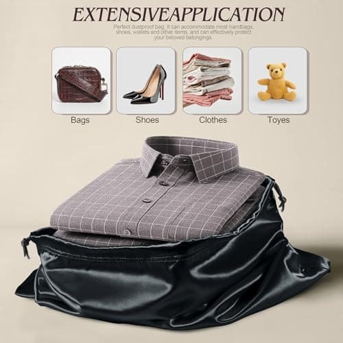 Manyshofu Satin Shoe Storage Bag, 7 Pack, Black (23.6 x 19.6) — view 4