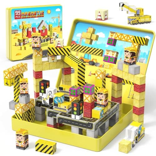 iKidiki Mini Magnetic Blocks 99PCS, Travel Magnetic Blocks Construction