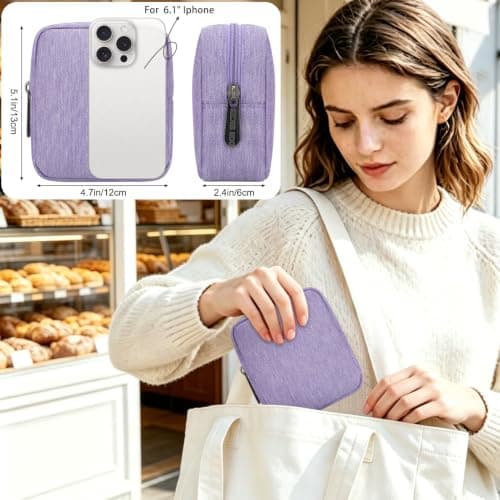 DOB SECHS Small Makeup Bag, Water-Resistant Travel Cosmetic Pouch with Slip-in Pockets, Portable Mini Toiletry Bag for Women, Storage Make up Bag for Daily & Travel Use, Purple — view 2