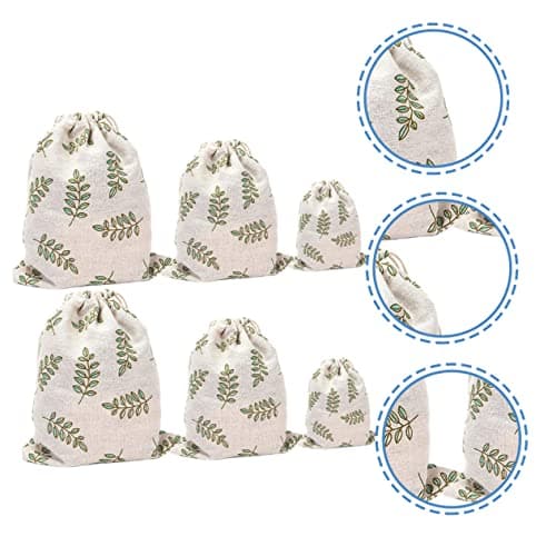 WEKADRIN 6Pcs Printed Cotton Linen Drawstring Pouches Storage Bags for Travel Clothes Underwear Organization Small Medium Large Lightweight Packing Sacks for Home Dorm Party — view 4