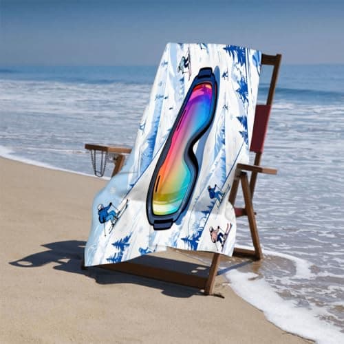 Leichong 3D Ski Goggles Beach Towel Microfiber Soft Quick Dry for Adults, Sport Bath Towel Lightweight Soft Absorbent for Travel Swimming Pool Sports, 75 x 150 cm — view 2