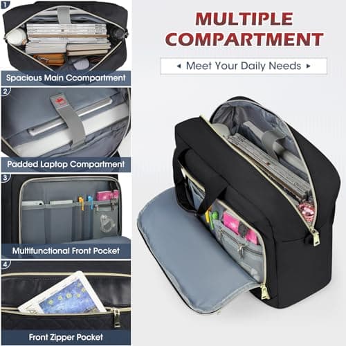 NEWHEY Laptop Bag for Women 17.3 inch Large Briefcase Teacher Work Bag — view 4