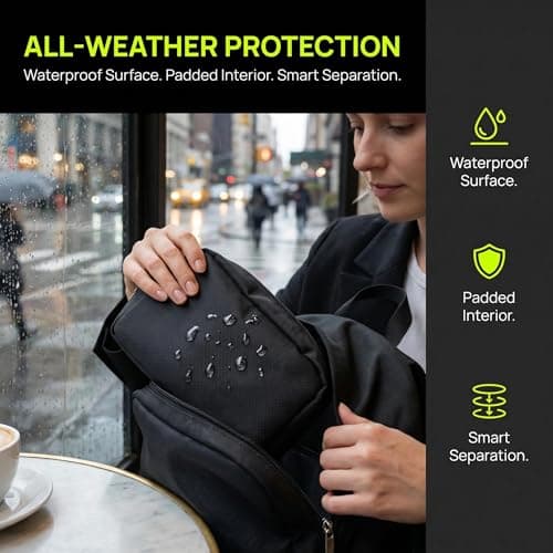 Waterproof Canvas Mini Travel Makeup Carrying Case Wash Bags Cosmetic Bag Portable Electronics Accessories Organizer Wash Gym Shaving Bag, Black — view 3