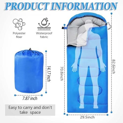 Sleeping Bag for Camping,Sleeping Bags for Adults Backpacking Waterproof,3 Seasons Adult Blanket,Small Packed Ultralight Carry Bag, Soft,Thick and Warm,for Outdoor Camping,Travel,Hiking (Navy Blue) — view 2