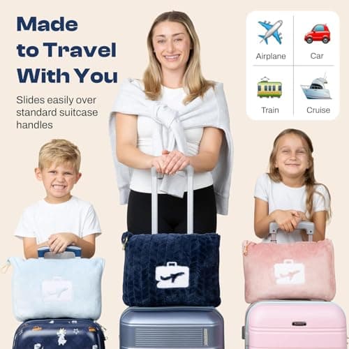 EverSnug Travel Blanket and Pillow - Premium Soft 2 in 1 Airplane Blanket with Soft Bag Pillowcase, Hand Luggage Belt and Backpack Clip (Light Pink) — view 3