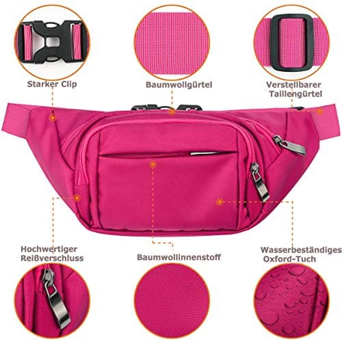 SUPHOSMT 4 Pockets BumBags with 35cm Extended Belt Large Capacity — view 4