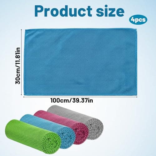 SrgPui 4 Pack Cooling Towels, 30 x 100 cm Cool Towel for Adults, Instant Cooling Towels for Hot Weather and Outdoor Activities, Reusable Neck Cooling Towel with Carrying Pouch — view 2