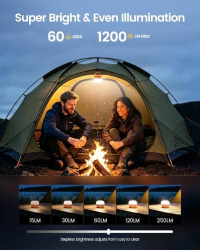 Glocusent Rechargeable Camping Light, 120H Pocket Tent Camping Lantern IPX5 — view 2
