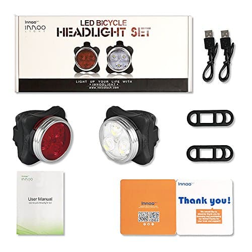 Rechargeable LED Bike Lights Set Headlight Taillight Combinations LED Bicycle Light Set 2 USB Cables,4 Light Modes Water Resistant, IPX4 — view 6