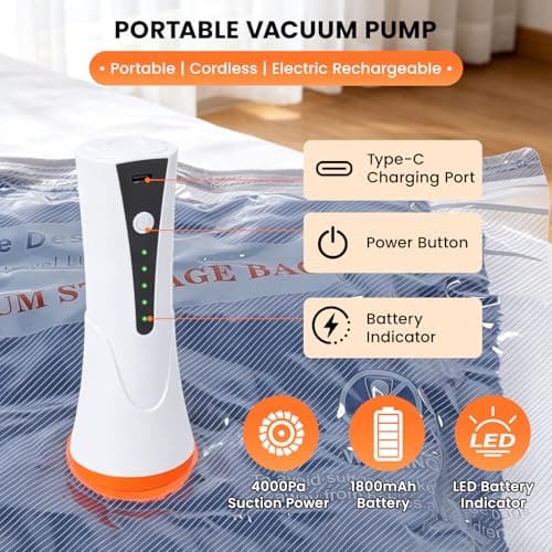 Vacuum Storage Bags With USB & TYPE C Pump, Suitcase Travel Compression Bags, 12 Pack Space Saver Bags For Luggage & Suitcase, Space Saver For Clothes & Travel — view 2