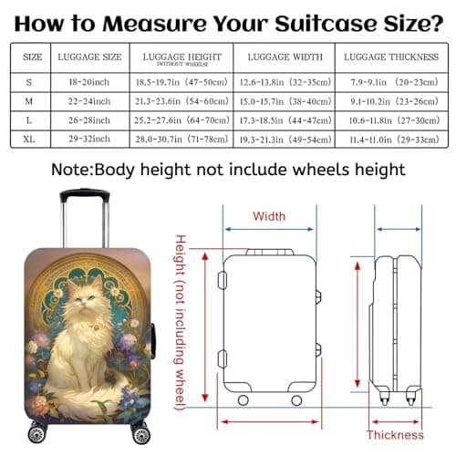 SICANAUO Luggage Covers, Personalised Suitcase Cover, Elastic Travel Suitcase Protector, Travel Trolley Case Protector, Anti-Scratch Luggage Storage Covers (Style 6, L (26-28 inch suitcase)) — view 2