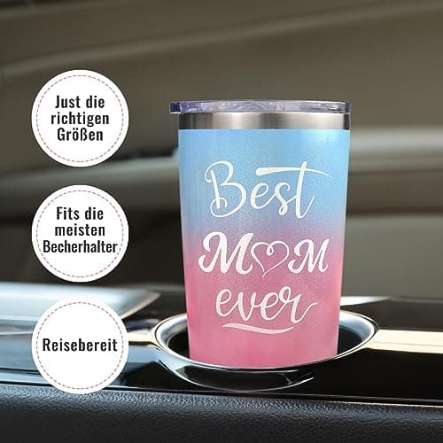 Birthday Gifts Presents for Mum Mummy Mother Her from Daughter,Son Mothers Day Gifts Friendship Personalised Thank You Gifts Idea Tumbler with Straw and Lid Thermos Travel Mug, Pink&Blue — view 5