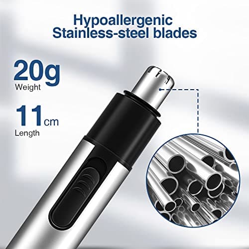 TOUCHBeauty Nose Hair Trimmer for Women/Men, AAA Battery Included, Grey — view 6