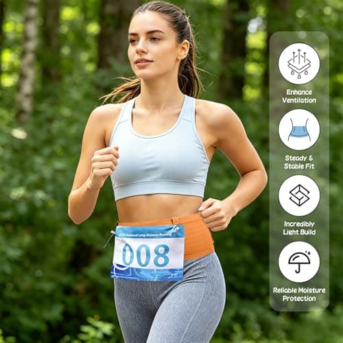 No Bounce Running Belt for Phone, Water Resistant Running Waist Pack for Men and Women, Adjustable Slim Sports Pouch Bag for Jogging, Hiking, Gym Workouts and Cycling (Tangerine Orange, XL Size) — view 2