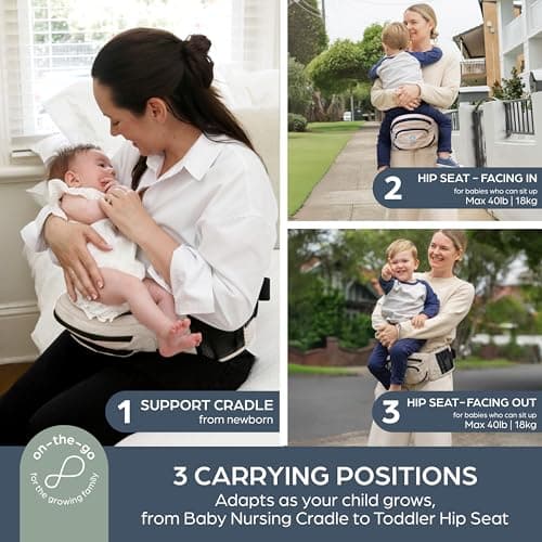 Dreambaby Up & Go Baby Hip Seat Carrier – Lightweight Toddler Holder with Storage Pockets, Ergonomic Design, Wide Adjustable Waistband – Suitable for Children 3.5-18kgs — view 2