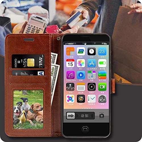Shantime Wallet Leather Case for ZTE Telstra 5G Hotspot 2 - Brown — view 3