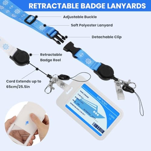 Vicloon Cruise Luggage Tag Holder, 4Pcs Waterproof Cruise Luggage Tags, 4 Magnetic Hooks, 2 Luggages Tags with Lanyards for Ship Cards, with Steel Loops & Zip Sea Compatible with SC, NCL, Costa, P&O — view 5