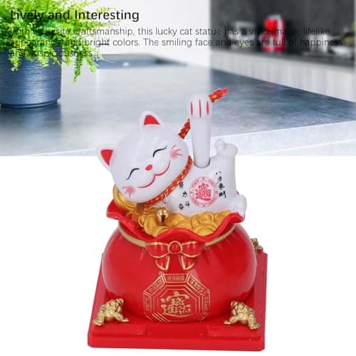 Phefop Solar Powered Lucky Cat Waving Arm (Red) — view 6