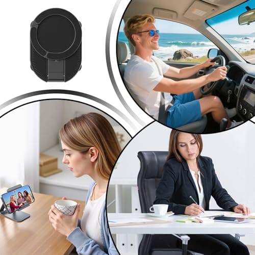 3-i N-1 Magnetic Suction Cup Phone Mount, With Adjustable Viewing Angle, Black, Foldable & 360° Rotatable Phone Holder With Suction Cup & Hook, Portable Travel Mobile Stand, Case-Friendly, For Car — view 5