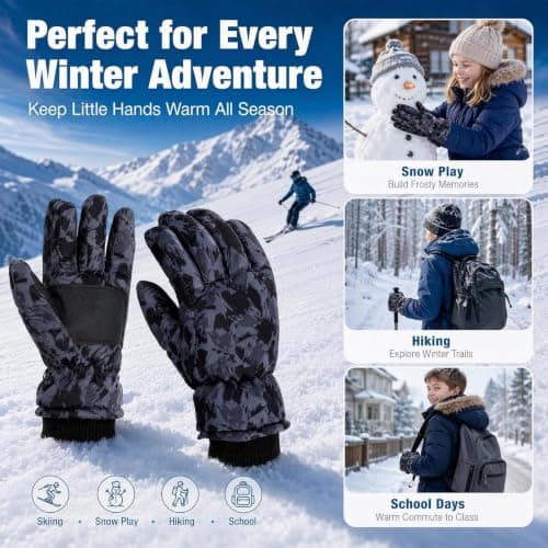 Kioeok Kids Waterproof Ski Gloves Touchscreen Snow Gloves for Boys Girls — view 2