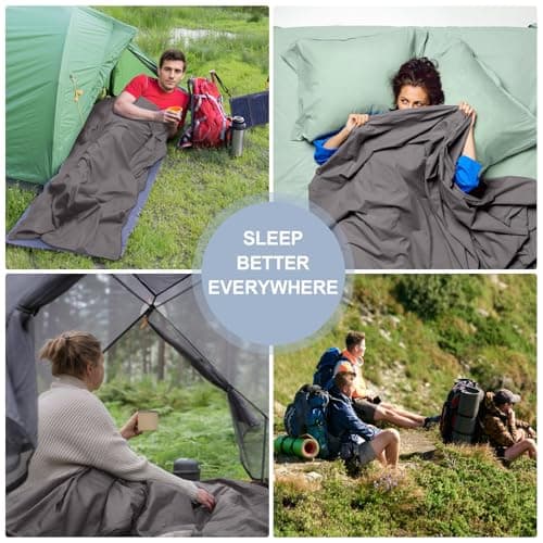 BREENHILL Sleeping Bag Liner, Camping Travel Sheet with Zip, Grey 115cm — view 5