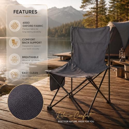 HomlyPro Folding Camping Table and Chairs, Set of 2 - Lightweight and Durable, Garden Table and Chairs with Carry Bag for Indoor & Outdoor Use, Ideal for Picnic & Garden (Grey) — view 5