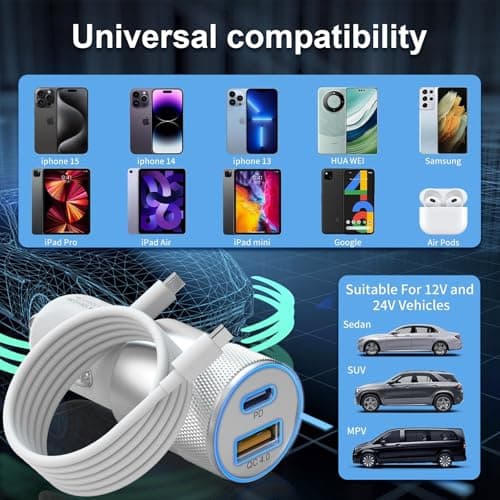 Car Charger, 2Pack 48W Cigarette Lighter USB Charger with 3FT USB C Cable — view 6