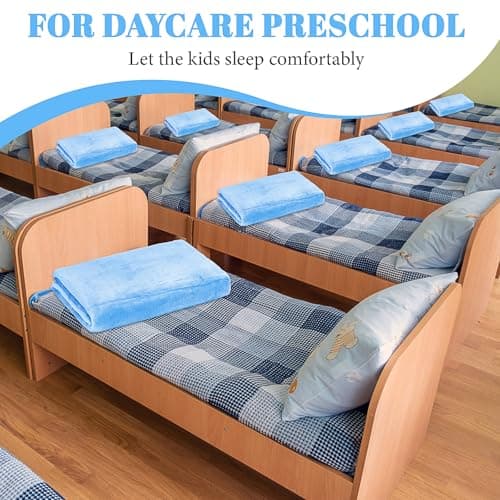 10 Pack Nursery Cot Blankets, 100 x 150 cm Blue Soft Flannel Nap Blankets — view 6