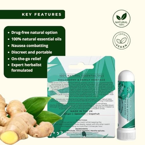 Myrtle & Maude - Queasy Days Aromatherapy Inhaler Nasal Stick - Nausea Relief and Morning Sickness Support - 100% Natural Essential Oils - Made with Ginger, Spearmint and Grapefruit - Vegan (1 Pack) — view 4